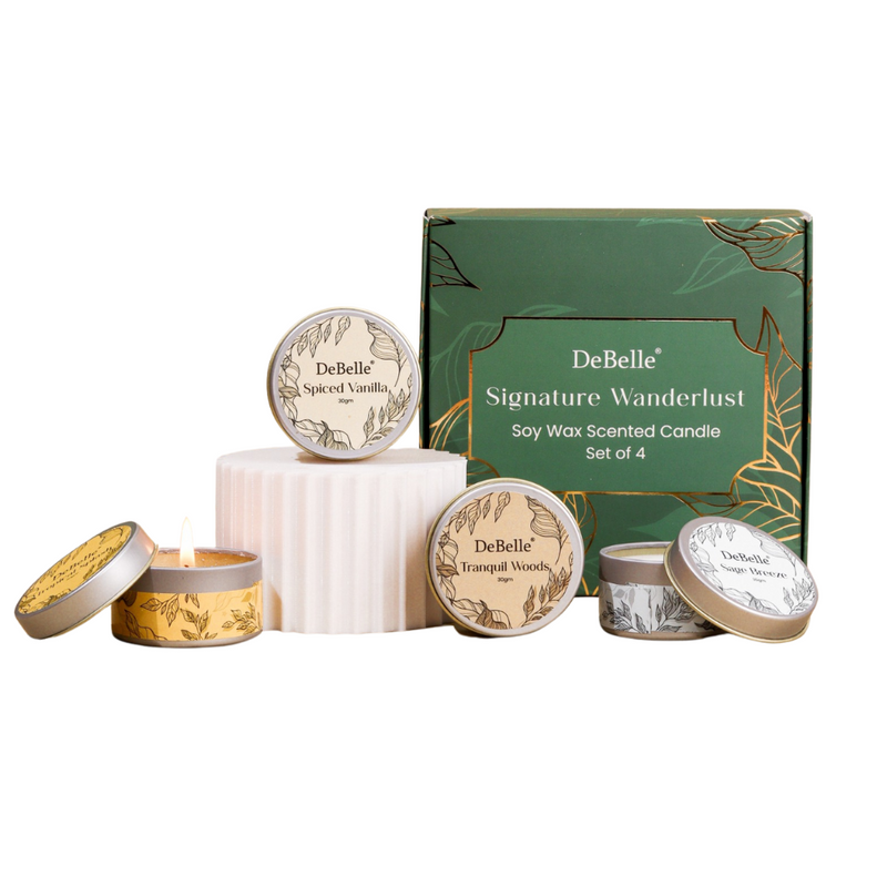 DeBelle Soy Wax Scented Candle Gift Set of 4 Signature Wanderlust