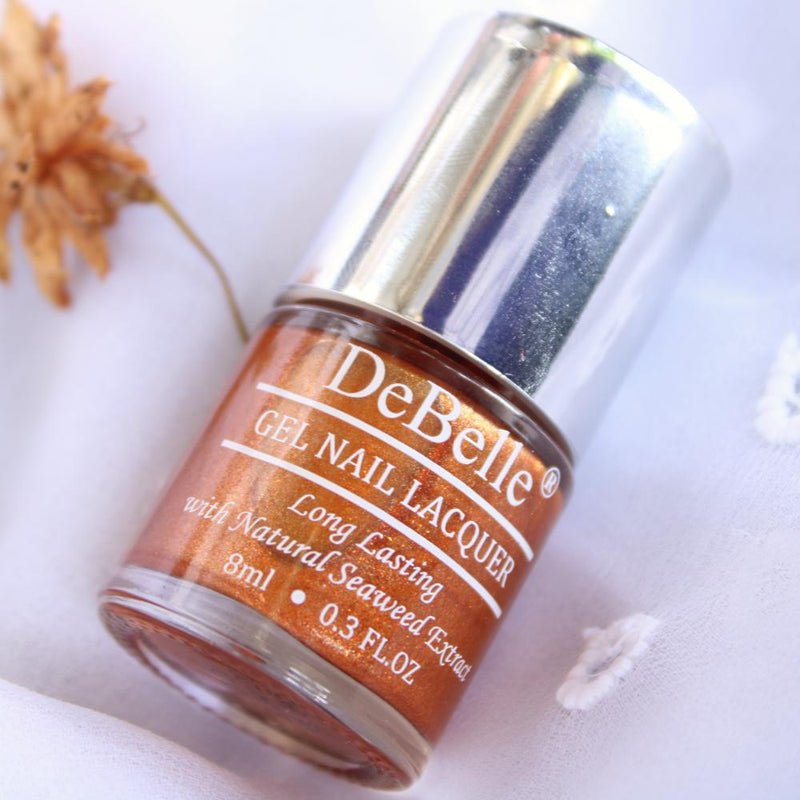 DeBelle Gel Nail Lacquer Aurora - (Amber with Copper Orange Glitter Nail Polish) 8ml