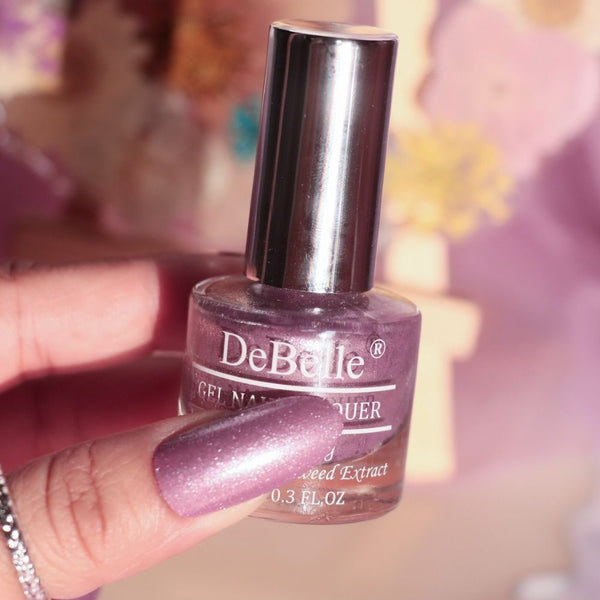 DeBelle Gel Nail Lacquer Adorable Amelia(Purple with Pink Glitter), 8ml