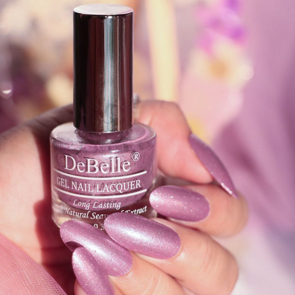 DeBelle Gel Nail Lacquer Adorable Amelia(Purple with Pink Glitter), 8ml