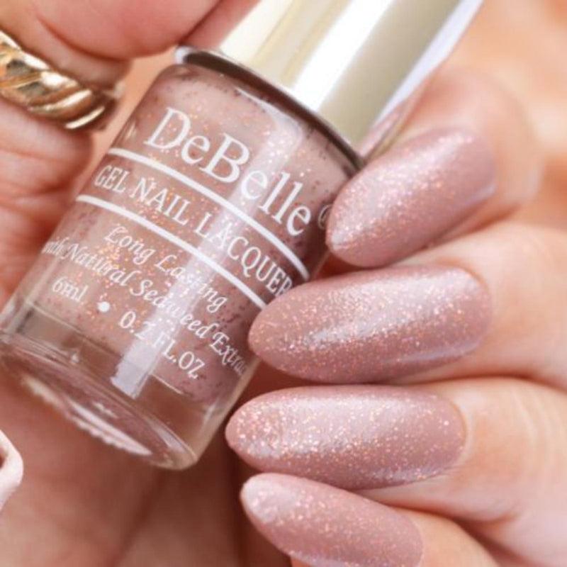 DeBelle Gel Nail Lacquer Angelic Saira (Burnt Mauve with Copper Shimmer Nail Polish) 6 ml