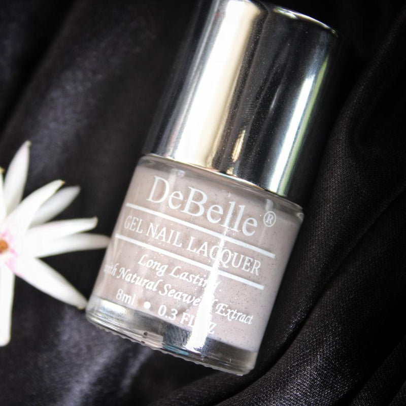 DeBelle Gel Nail Lacquer Aries- (Light Dusty Pink Glitter Nail Polish ), 8ml