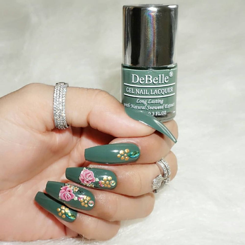 DeBelle Gel Nail Lacquer Asparagus Fern (Sea Green Nail Polish), 8ml