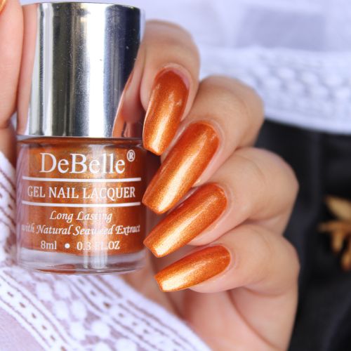 DeBelle Gel Nail Lacquer Aurora - (Amber with Copper Orange Glitter Nail Polish) 8ml