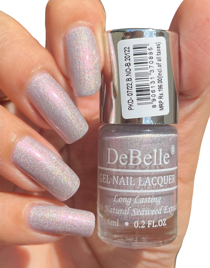 DeBelle Gel Nail Lacquer Awesome Andrea (Metallic Light Purple Nail Polish), 6ml