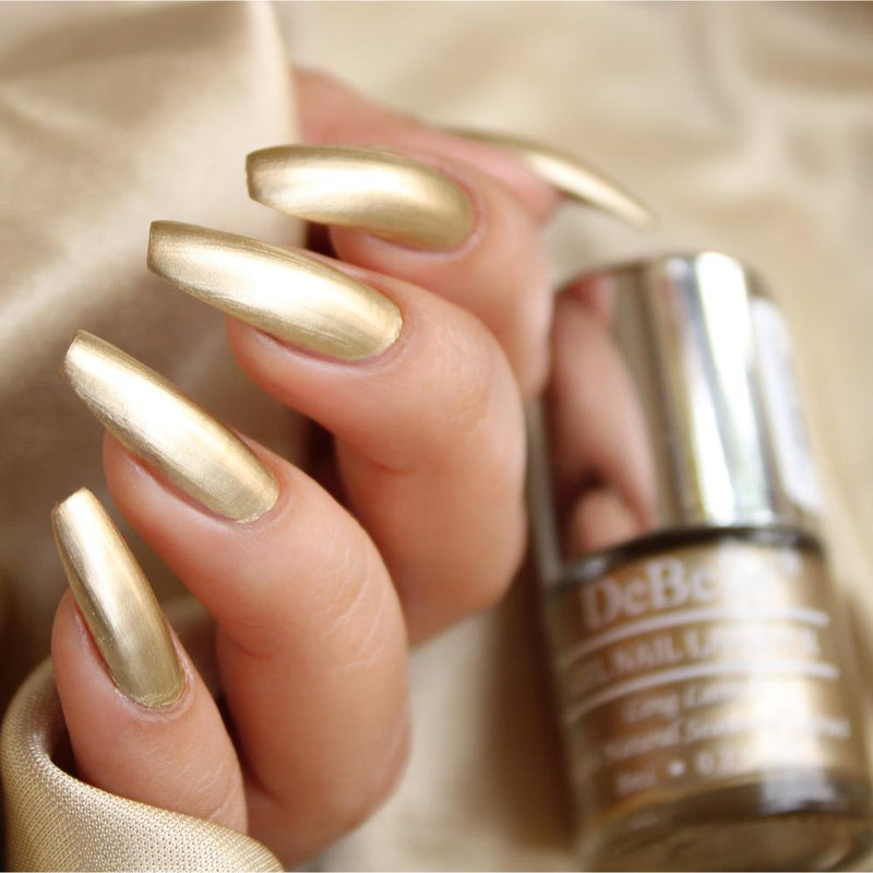 DeBelle Gel Nail Lacquer Chrome Gold - (Bright Gold Toned Chrome Nail Polish), 8ml