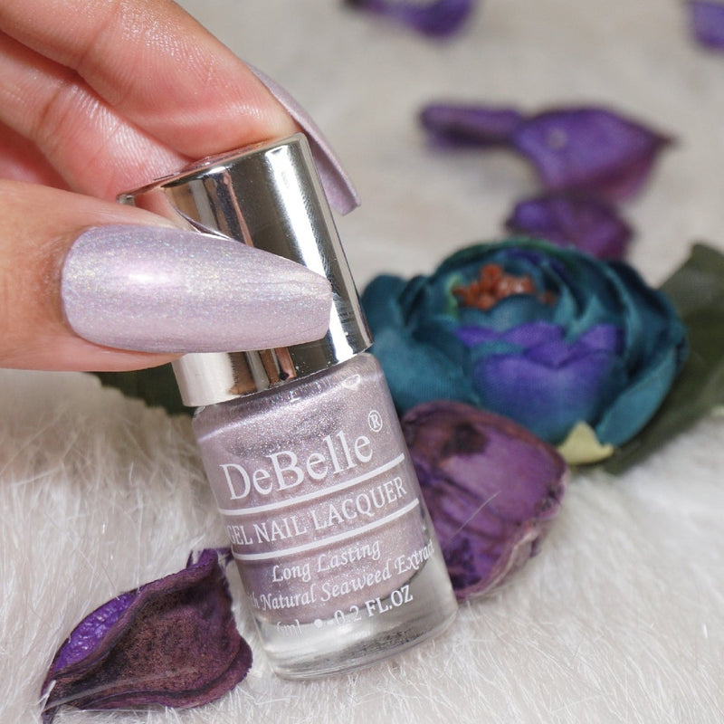 DeBelle Gel Nail Lacquer Awesome Andrea (Metallic Light Purple Nail Polish), 6ml