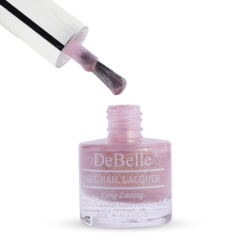 DeBelle Gel Nail Lacquer Delicate Doris(Light Baby Pink with Gold), 8ml