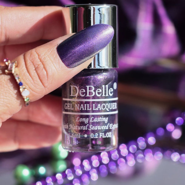 DeBelle Gel Nail Lacquer Delightful Daphne (Duo Holo Purple Glitter Nail Polish), 6 ml