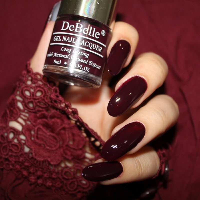 DeBelle Gel Nail Lacquer Glamorous Garnet - (Deep Maroon Nail Polish), 8ml