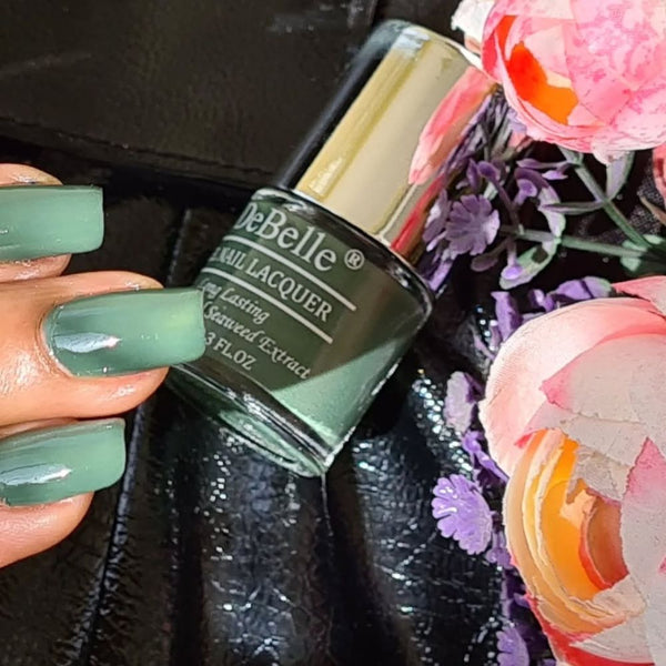 DeBelle Gel Nail Lacquer Green Olivia, 8ml (Green Nail Polish)