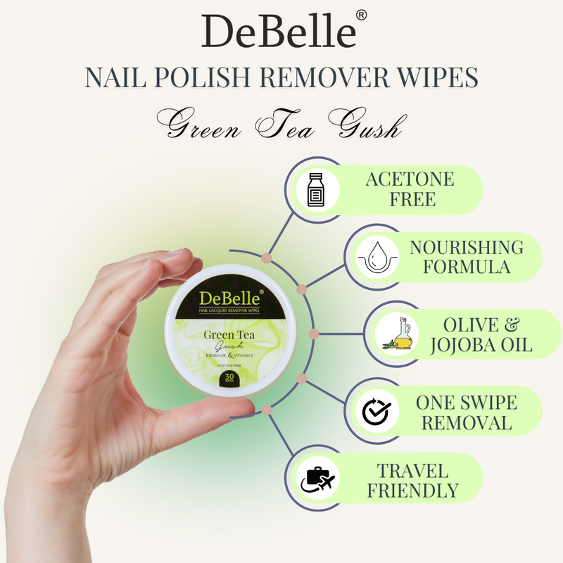 DeBelle Nail Lacquer Remover Wipes - Blueberry Blush & Green Tea Gush Combo