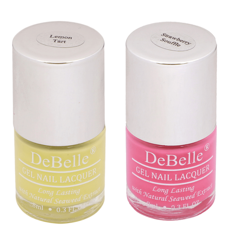 DeBelle Gel Nail Lacquers Combo of 2 (Lemon Tart, Strawberry Souffle)