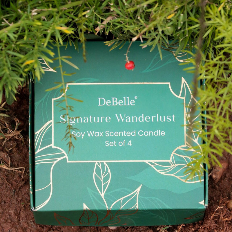 DeBelle Soy Wax Scented Candle Gift Set of 4 Signature Wanderlust