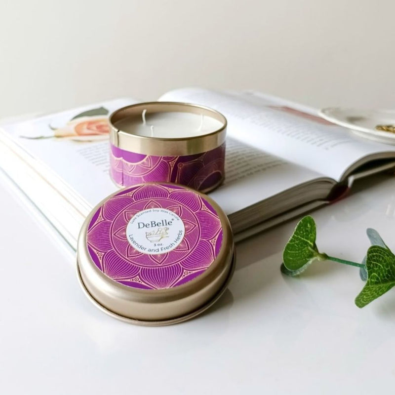 DeBelle Luxe Scented Soy Wax Candle Lavender & Fresh Herbs