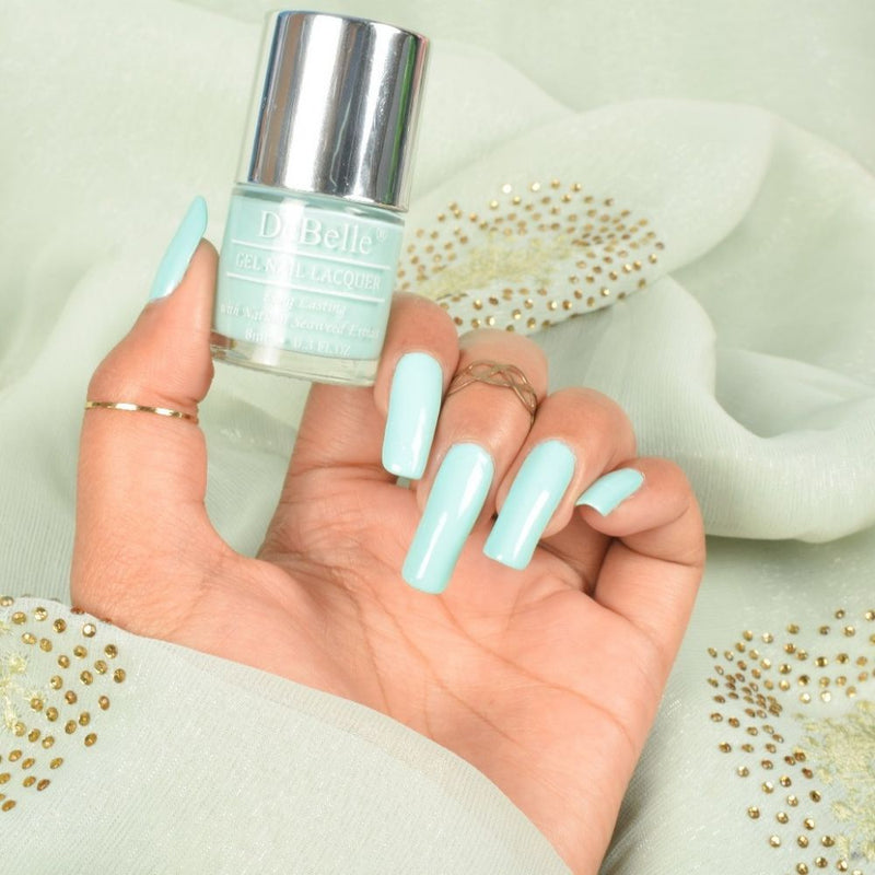 DeBelle Gel Nail Lacquer Mint Amour - (Mint Blue Nail Polish), 8ml - DeBelle Cosmetix Online Store