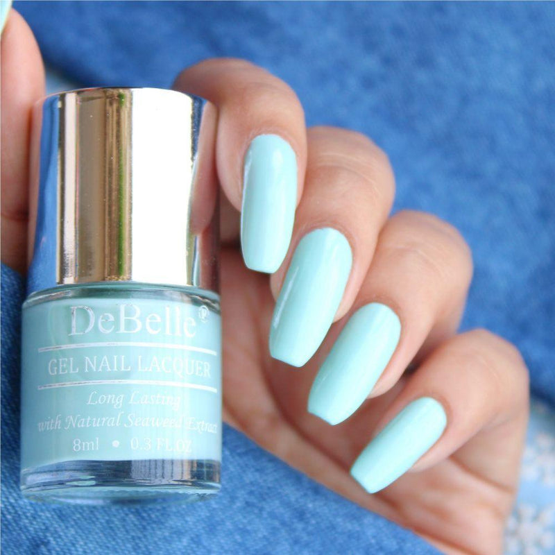 DeBelle Gel Nail Lacquer Mint Amour - (Mint Blue Nail Polish), 8ml - DeBelle Cosmetix Online Store