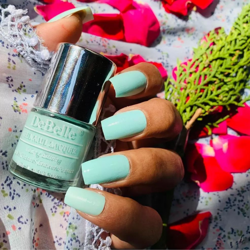 DeBelle Gel Nail Lacquer Mint Amour - (Mint Blue Nail Polish), 8ml - DeBelle Cosmetix Online Store