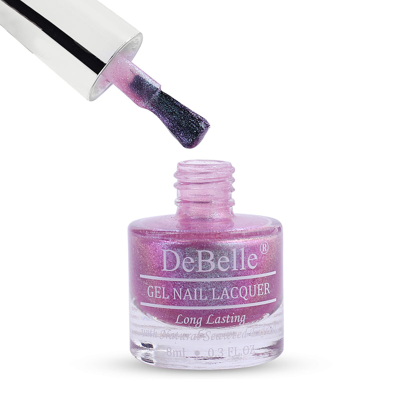 DeBelle Gel Nail Lacquer Unicorn Pearl(Purple with Blue & Green Glitter), 8ml