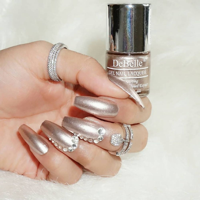 DeBelle Gel Nail Lacquer Chrome Beige - (Metallic Beige Nail Polish), 8ml