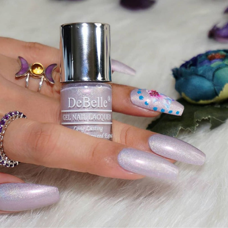 DeBelle Gel Nail Lacquer Awesome Andrea (Metallic Light Purple Nail Polish), 6ml