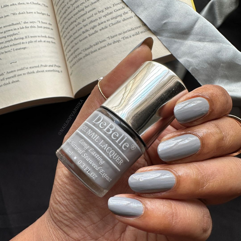 DeBelle Gel Nail Lacquer Sombre Grey - (Light Grey Nail Polish), 8ml - DeBelle Cosmetix Online Store