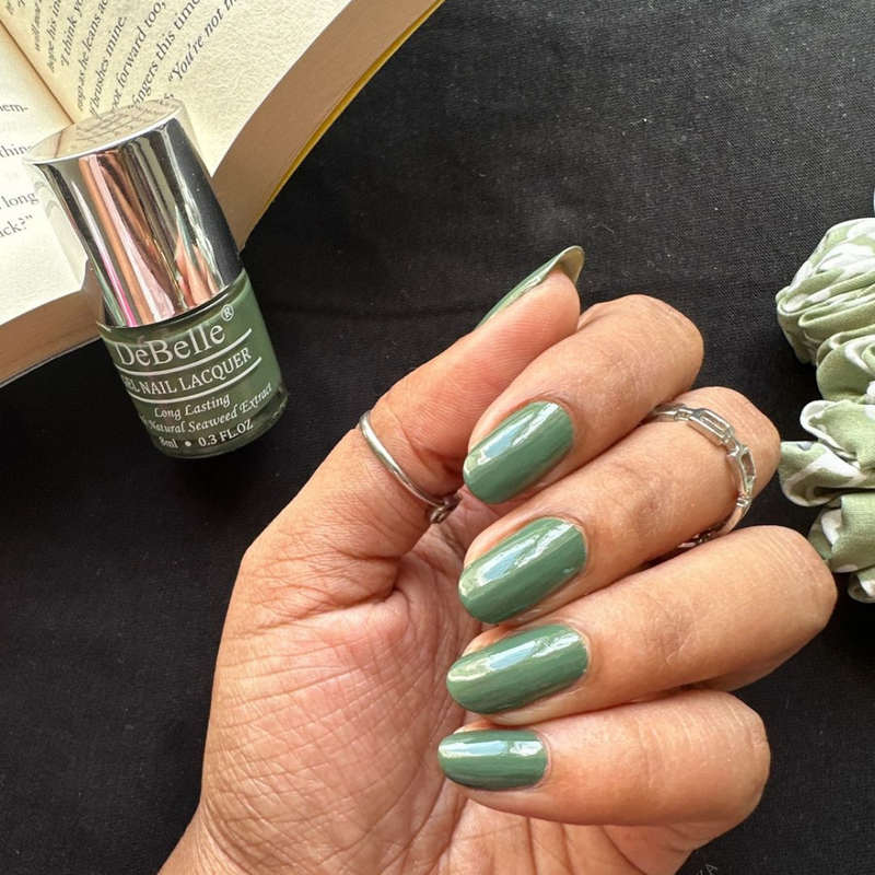 DeBelle Gel Nail Lacquer Green Olivia, 8ml (Green Nail Polish) - DeBelle Cosmetix Online Store