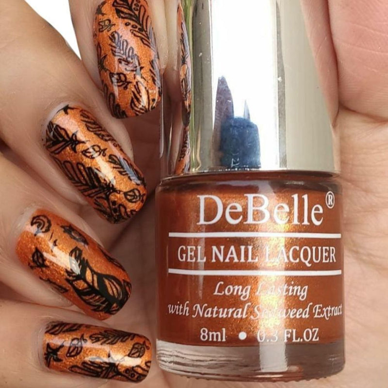 DeBelle Gel Nail Lacquer Aurora - (Amber with Copper Orange Glitter Nail Polish) 8ml