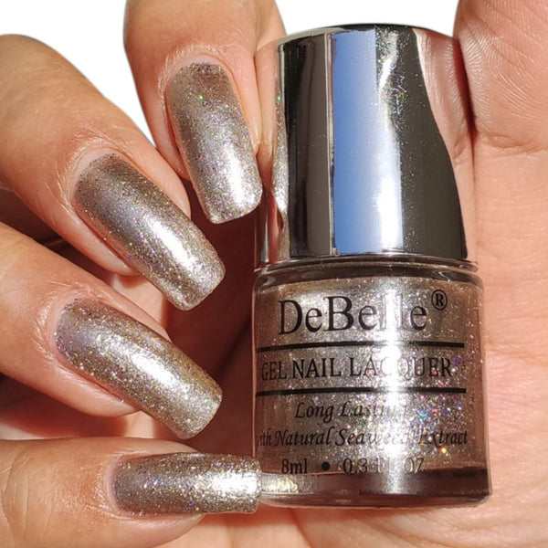 DeBelle Gel Nail Lacquer Sparkling Dust - (Holographic Silver Chrome Nail Polish), 8ml
