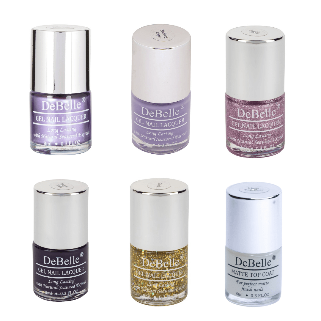 Debelle Gel Nail Lacquers Combo Of 6 - Berrylicious Grapes Pastels 