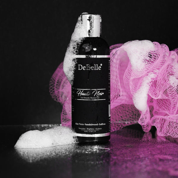 DeBelle Gel Douche Shower Gel |Haute Noir | Rose Water, Saffron, Sandalwood Oil | 100 ml - DeBelle Cosmetix Online Store